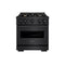 30 In. 4.2 Cu. Ft. Classic Gas Range With Convection Gas Oven In Black Stainless Steel With 4 Brass Burners