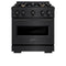 30 In. 4.2 Cu. Ft. Classic Gas Range With Convection Gas Oven In Black Stainless Steel With 4 Brass Burners