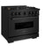 36 In. 5.2 Cu. Ft. Classic Gas Range With Convection Gas Oven In Black Stainless Steel With 6 Brass Burners