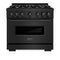36 In. 5.2 Cu. Ft. Classic Gas Range With Convection Gas Oven In Black Stainless Steel With 6 Brass Burners