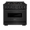 36 In. 5.2 Cu. Ft. Classic Gas Range With Convection Gas Oven In Black Stainless Steel With 6 Brass Burners