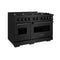 48 In. 6.7 Cu. Ft. Classic Double Oven Gas Range In Black Stainless Steel With 8 Brass Burners