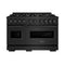 48 In. 6.7 Cu. Ft. Classic Double Oven Gas Range In Black Stainless Steel With 8 Brass Burners