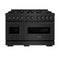 48 In. 6.7 Cu. Ft. Classic Double Oven Gas Range In Black Stainless Steel With 8 Brass Burners