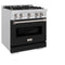 30 In. 4.2 Cu. Ft. Classic Gas Range With 4 Burner Cooktop And Convection Gas Oven In Stainless Steel With Black Matte Door