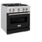 30 In. 4.2 Cu. Ft. Classic Gas Range With 4 Burner Cooktop And Convection Gas Oven In Stainless Steel With Black Matte Door