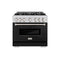 36 In. 5.2 Cu. Ft. Classic Gas Range With 6 Burner Cooktop And Convection Gas Oven In Stainless Steel With Black Matte Door