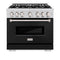 36 In. 5.2 Cu. Ft. Classic Gas Range With 6 Burner Cooktop And Convection Gas Oven In Stainless Steel With Black Matte Door