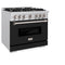 36 In. 5.2 Cu. Ft. Classic Gas Range With 6 Burner Cooktop And Convection Gas Oven In Stainless Steel With Black Matte Door
