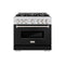 36 In. 5.2 Cu. Ft. Classic Gas Range With 6 Burner Cooktop And Convection Gas Oven In Stainless Steel With Black Matte Door