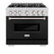 36 In. 5.2 Cu. Ft. Classic Gas Range With 6 Burner Cooktop And Convection Gas Oven In Stainless Steel With Black Matte Door