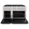 48 In. 6.7 Cu. Ft. Classic Double Oven Gas Range With 8 Burner Cooktop In Stainless Steel With Black Matte Doors