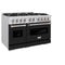 48 In. 6.7 Cu. Ft. Classic Double Oven Gas Range With 8 Burner Cooktop In Stainless Steel With Black Matte Doors