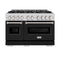 48 In. 6.7 Cu. Ft. Classic Double Oven Gas Range With 8 Burner Cooktop In Stainless Steel With Black Matte Doors