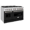 48 In. 6.7 Cu. Ft. Classic Double Oven Gas Range With 8 Burner Cooktop In Stainless Steel With Black Matte Doors