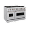 48 In. 6.7 Cu. Ft. Classic Double Oven Gas Range In Stainless Steel With 8 Brass Burners
