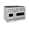 48 In. 6.7 Cu. Ft. Classic Double Oven Gas Range In Stainless Steel With 8 Brass Burners