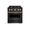 Autograph Edition 30 In. 4.2 Cu. Ft. Classic Gas Range With 4 Burner Cooktop And Convection Gas Oven In Black Stainless Steel And Champagne Bronze Accents