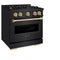 Autograph Edition 30 In. 4.2 Cu. Ft. Classic Gas Range With 4 Burner Cooktop And Convection Gas Oven In Black Stainless Steel And Champagne Bronze Accents