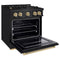 Autograph Edition 30 In. 4.2 Cu. Ft. Classic Gas Range With 4 Burner Cooktop And Convection Gas Oven In Black Stainless Steel And Champagne Bronze Accents