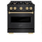 Autograph Edition 30 In. 4.2 Cu. Ft. Classic Gas Range With 4 Burner Cooktop And Convection Gas Oven In Black Stainless Steel And Champagne Bronze Accents