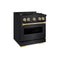 Autograph Edition 30 In. 4.2 Cu. Ft. Classic Gas Range With 4 Burner Cooktop And Convection Gas Oven In Black Stainless Steel And Champagne Bronze Accents