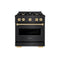 Autograph Edition 30 In. 4.2 Cu. Ft. Classic Gas Range With 4 Burner Cooktop And Convection Gas Oven In Black Stainless Steel And Champagne Bronze Accents