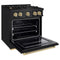 Autograph Edition 30 In. 4.2 Cu. Ft. Classic Gas Range With 4 Burner Cooktop And Convection Gas Oven In Black Stainless Steel And Champagne Bronze Accents
