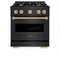 Autograph Edition 30 In. 4.2 Cu. Ft. Classic Gas Range With 4 Burner Cooktop And Convection Gas Oven In Black Stainless Steel And Champagne Bronze Accents