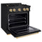 Autograph Edition 30 In. 4.2 Cu. Ft. Classic Gas Range With 4 Burner Cooktop And Convection Gas Oven In Black Stainless Steel And Polished Gold Accents