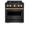 Autograph Edition 30 In. 4.2 Cu. Ft. Classic Gas Range With 4 Burner Cooktop And Convection Gas Oven In Black Stainless Steel And Polished Gold Accents