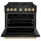Autograph Edition 36 In. 5.2 Cu. Ft. Classic Gas Range With 6 Burner Cooktop And Convection Gas Oven In Black Stainless Steel And Champagne Bronze Accents