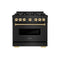 Autograph Edition 36 In. 5.2 Cu. Ft. Classic Gas Range With 6 Burner Cooktop And Convection Gas Oven In Black Stainless Steel And Champagne Bronze Accents