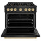 Autograph Edition 36 In. 5.2 Cu. Ft. Classic Gas Range With 6 Burner Cooktop And Convection Gas Oven In Black Stainless Steel And Champagne Bronze Accents