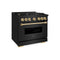 Autograph Edition 36 In. 5.2 Cu. Ft. Classic Gas Range With 6 Burner Cooktop And Convection Gas Oven In Black Stainless Steel And Polished Gold Accents