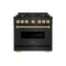 Autograph Edition 36 In. 5.2 Cu. Ft. Classic Gas Range With 6 Burner Cooktop And Convection Gas Oven In Black Stainless Steel And Polished Gold Accents