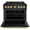 Autograph Edition 36 In. 5.2 Cu. Ft. Classic Gas Range With 6 Burner Cooktop And Convection Gas Oven In Black Stainless Steel And Polished Gold Accents