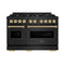 Autograph Edition 48 In. 6.7 Cu. Ft. Classic Double Oven Gas Range With 8 Burner Cooktop In Black Stainless Steel And Champagne Bronze Accents