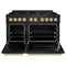 Autograph Edition 48 In. 6.7 Cu. Ft. Classic Double Oven Gas Range With 8 Burner Cooktop In Black Stainless Steel And Polished Gold Accents