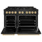 Autograph Edition 48 In. 6.7 Cu. Ft. Classic Double Oven Gas Range With 8 Burner Cooktop In Black Stainless Steel And Polished Gold Accents