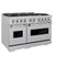 48 In. 6.7 Cu. Ft. Classic Double Oven Gas Range With 8 Burner Cooktop In Satin Stainless Steel