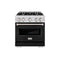 30 In. 4.2 Cu. Ft. Classic Gas Range With 4 Burner Cooktop And Convection Gas Oven In Satin Stainless Steel With Black Matte Door