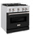 30 In. 4.2 Cu. Ft. Classic Gas Range With 4 Burner Cooktop And Convection Gas Oven In Satin Stainless Steel With Black Matte Door
