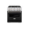 30 In. 4.2 Cu. Ft. Classic Gas Range With 4 Burner Cooktop And Convection Gas Oven In Satin Stainless Steel With Black Matte Door