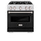 30 In. 4.2 Cu. Ft. Classic Gas Range With 4 Burner Cooktop And Convection Gas Oven In Satin Stainless Steel With Black Matte Door