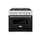 36 In. 5.2 Cu. Ft. Classic Gas Range With 6 Burner Cooktop And Convection Gas Oven In Satin Stainless Steel With Black Matte Door