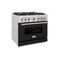 36 In. 5.2 Cu. Ft. Classic Gas Range With 6 Burner Cooktop And Convection Gas Oven In Satin Stainless Steel With Black Matte Door