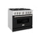 36 In. 5.2 Cu. Ft. Classic Gas Range With 6 Burner Cooktop And Convection Gas Oven In Satin Stainless Steel With Black Matte Door