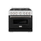 36 In. 5.2 Cu. Ft. Classic Gas Range With 6 Burner Cooktop And Convection Gas Oven In Satin Stainless Steel With Black Matte Door