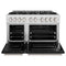 48 In. 6.7 Cu. Ft. Classic Double Oven Gas Range With 8 Burner Cooktop In Satin Stainless Steel With Black Matte Doors